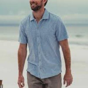 Fabletics Mens light Blue Terry Towel Button Tee